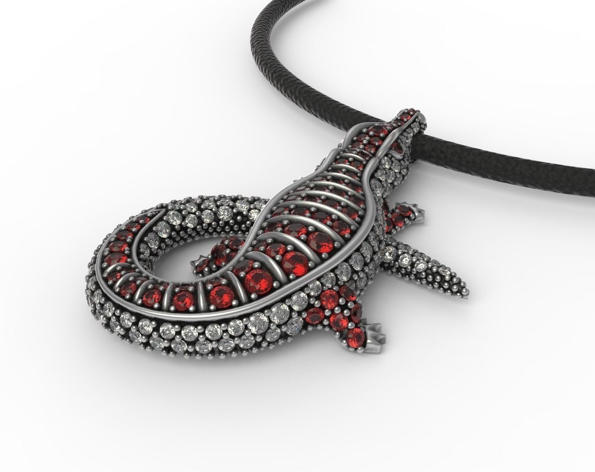 Crocodile Necklace Pendant 3D print model_3