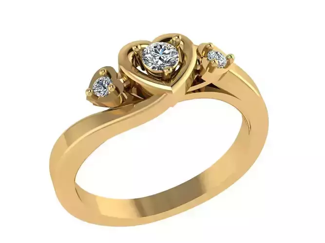 Ring341 heart shaped diamond ring gold