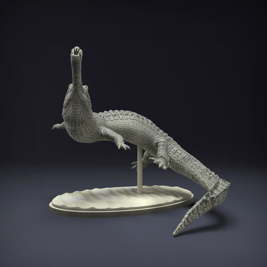 Gharial Swim for 3D Printing 3D print model_1