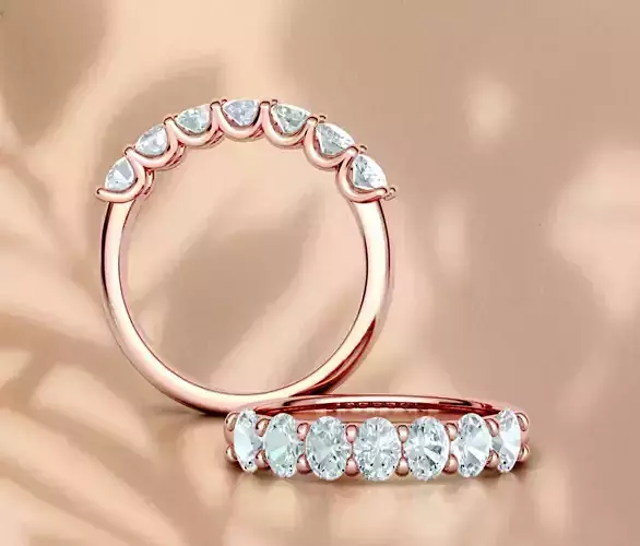 Oval Stone 7-stone Diamond Eternity Ring 4x3 Oval Diamonds  3D print model
