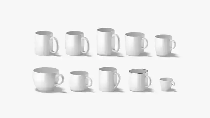 10 Ceramic Mugs Shapes-white mugs various forms and sizes
