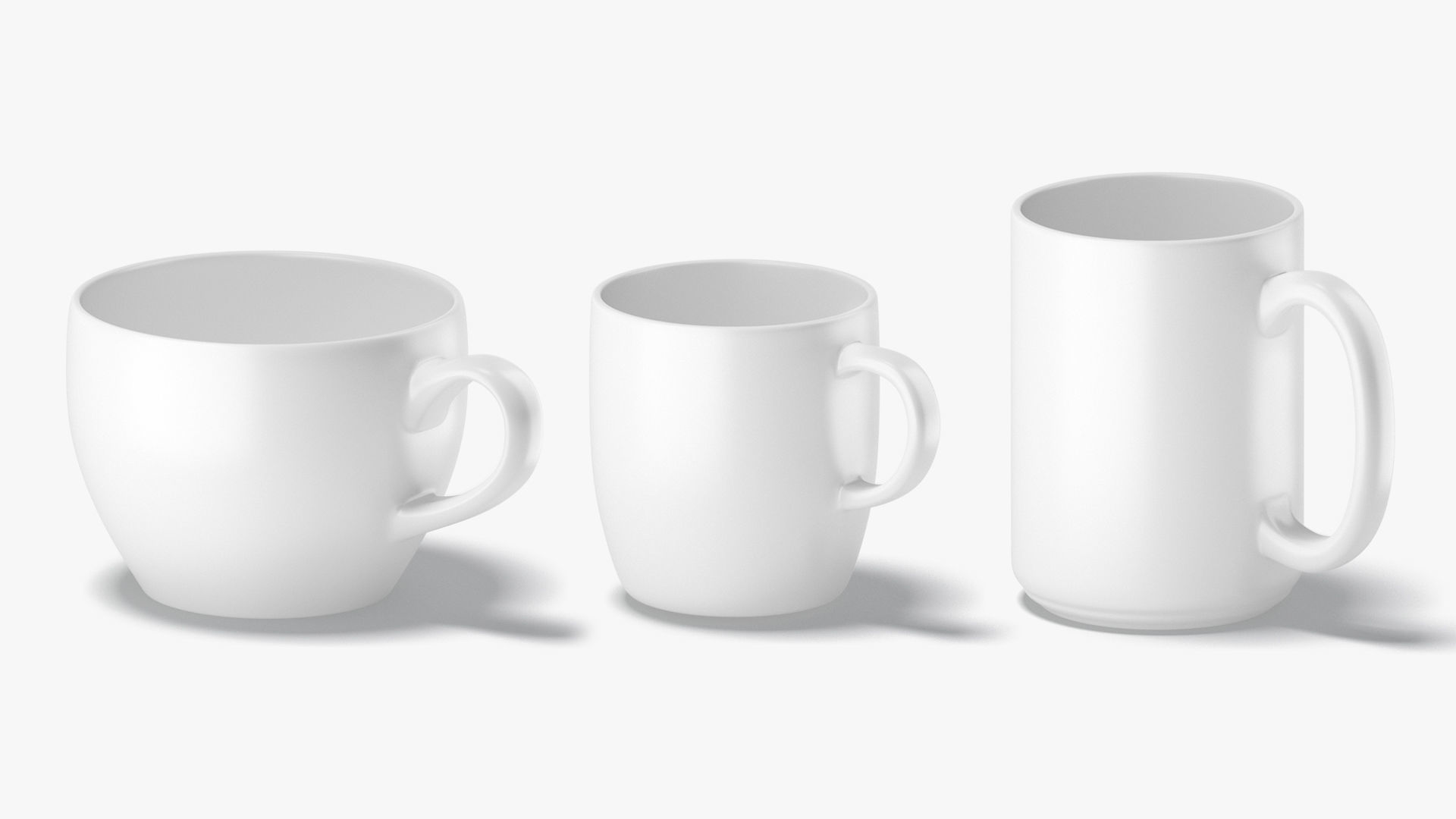 10 Ceramic Mugs Shapes-white mugs various forms and sizes Low-poly 3D model_3