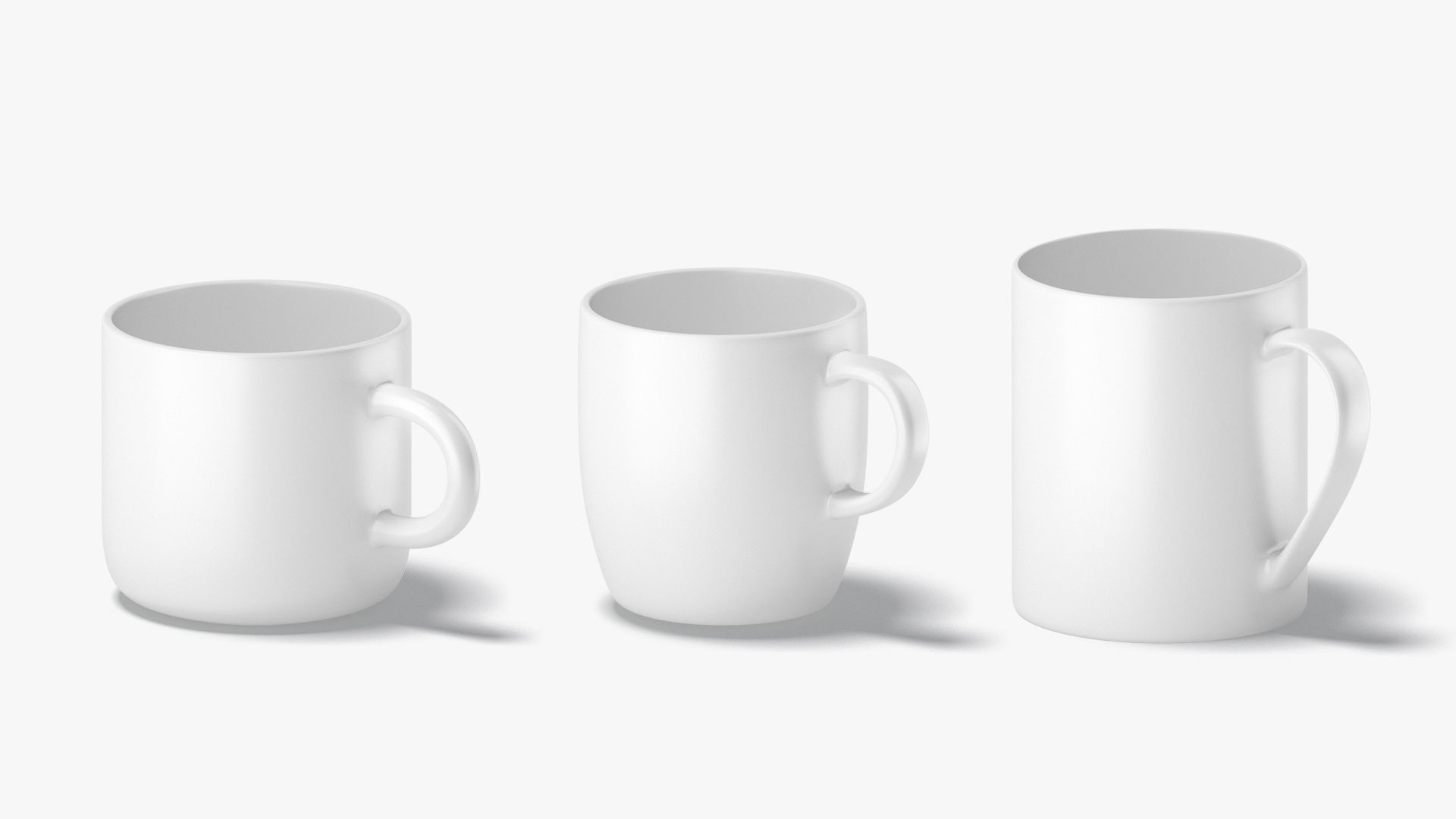 10 Ceramic Mugs Shapes-white mugs various forms and sizes Low-poly 3D model_4