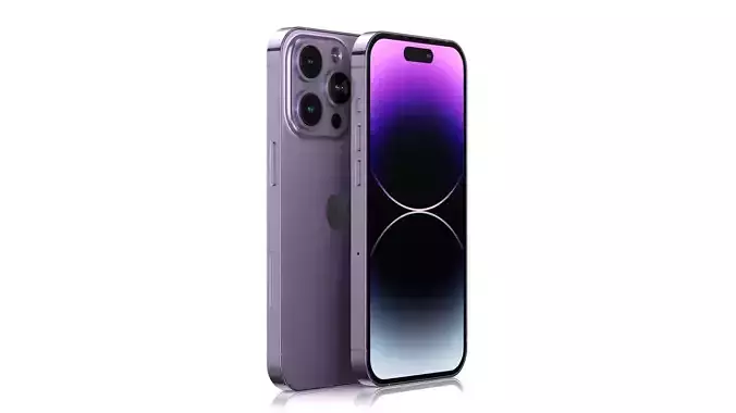 Apple iPhone 14 Pro Deep Purple Low-poly 3D model