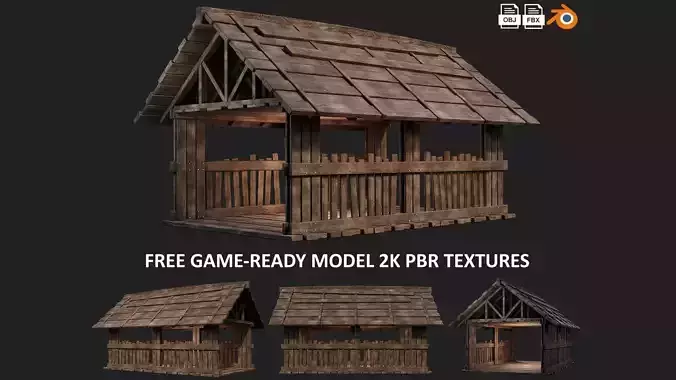 FREE Old Simple Wooden Shed Building 2K GameReady 001