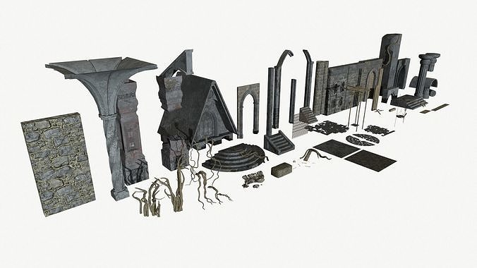 Catacomb Dungeon Prop Pack Low-poly 3D model