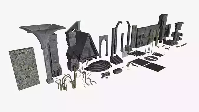Catacomb Dungeon Prop Pack Low-poly 3D model