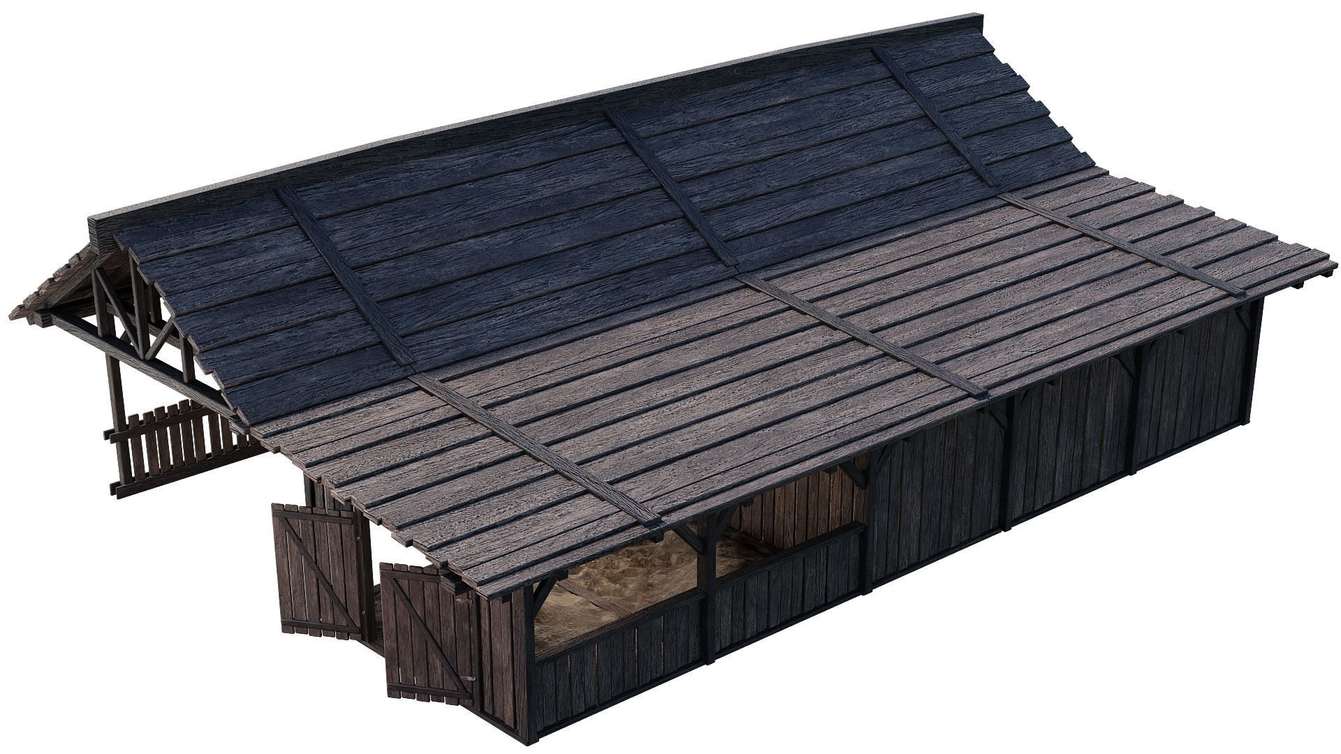 FREE Old Simple Wooden Farm Barn 2K GameReady 002 Free low-poly 3D model_10