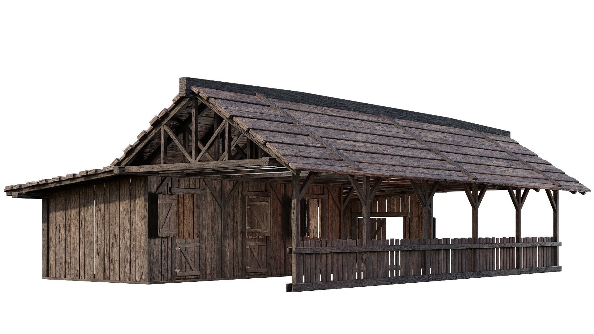 FREE Old Simple Wooden Farm Barn 2K GameReady 002 Free low-poly 3D model_14