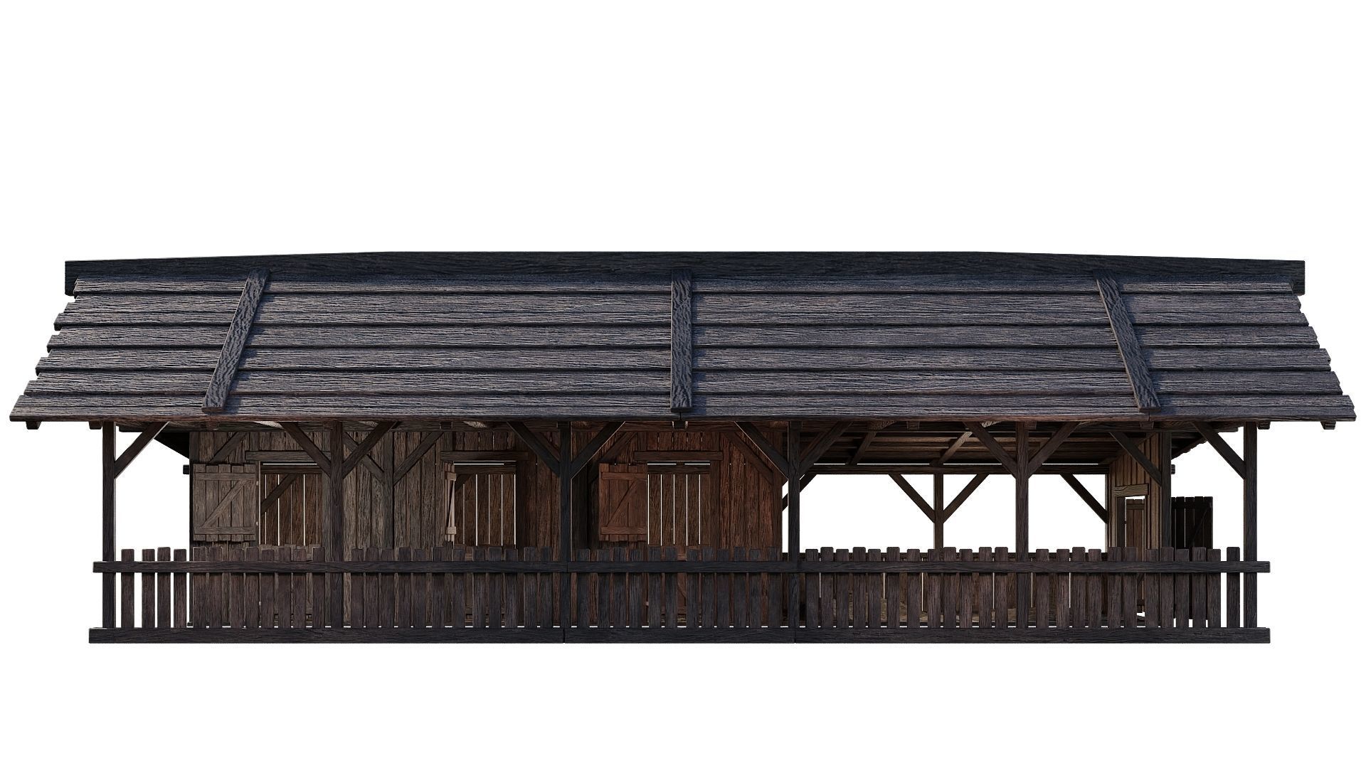 FREE Old Simple Wooden Farm Barn 2K GameReady 002 Free low-poly 3D model_7