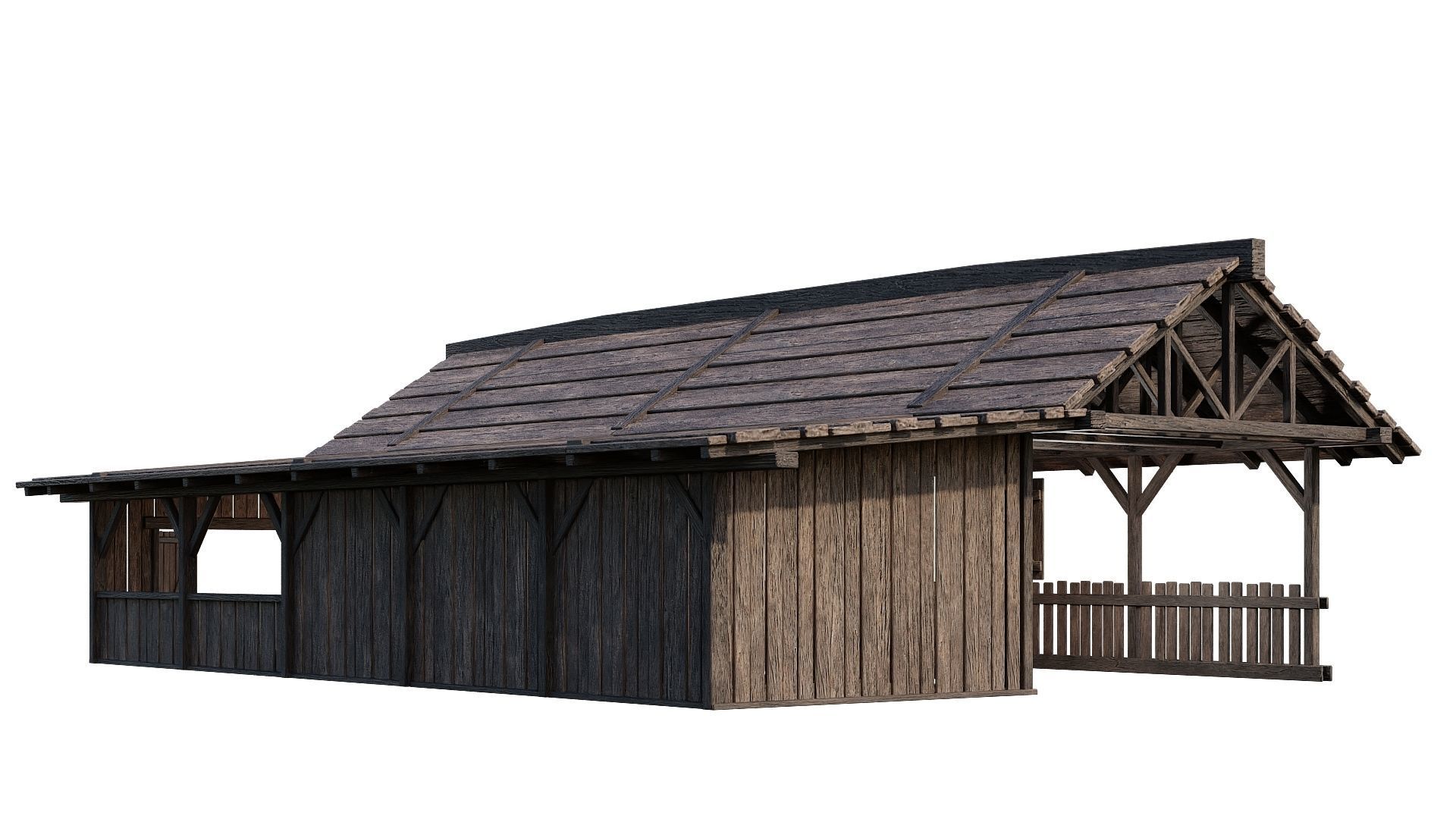 FREE Old Simple Wooden Farm Barn 2K GameReady 002 Free low-poly 3D model_13