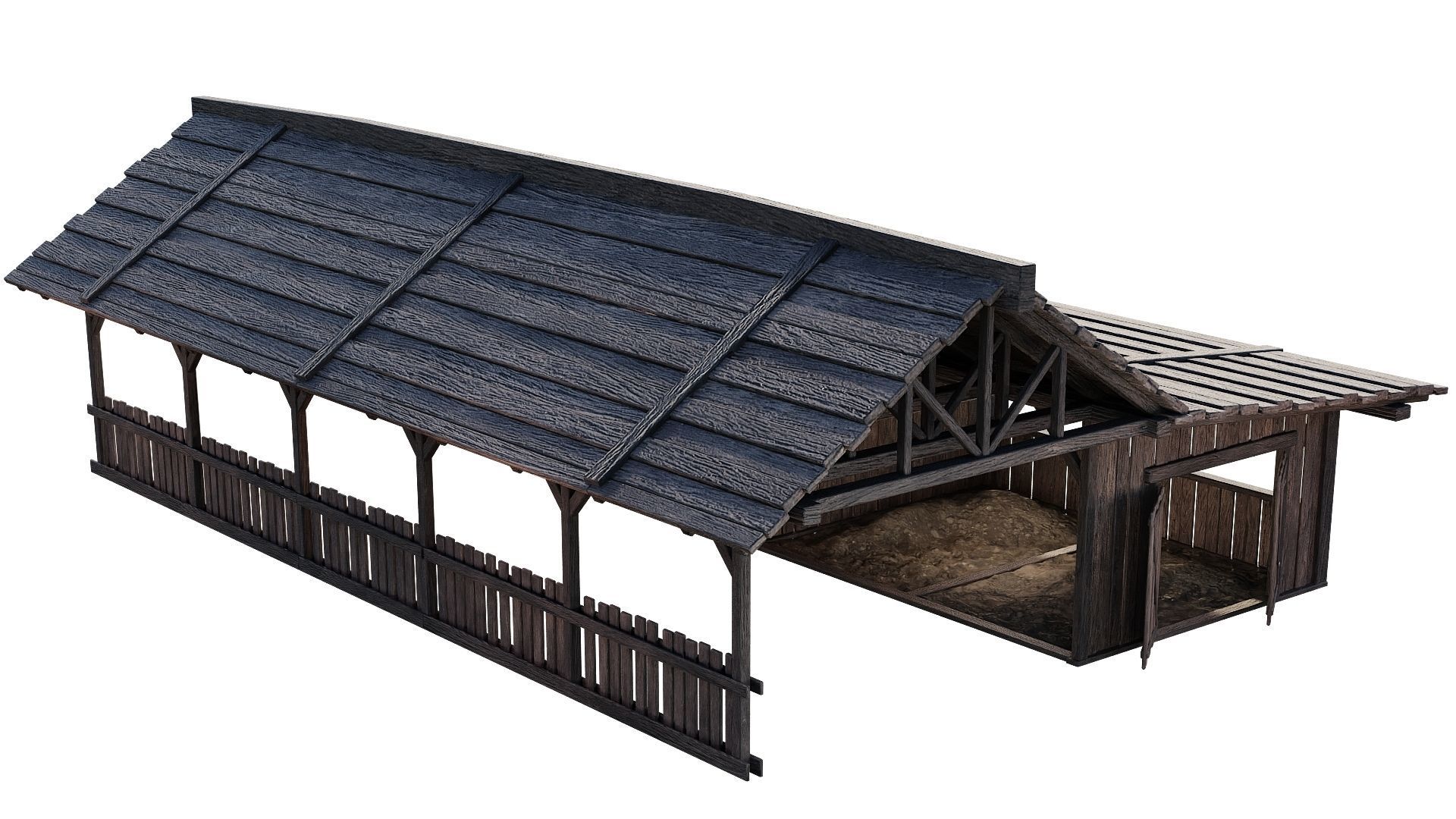 FREE Old Simple Wooden Farm Barn 2K GameReady 002 Free low-poly 3D model_9
