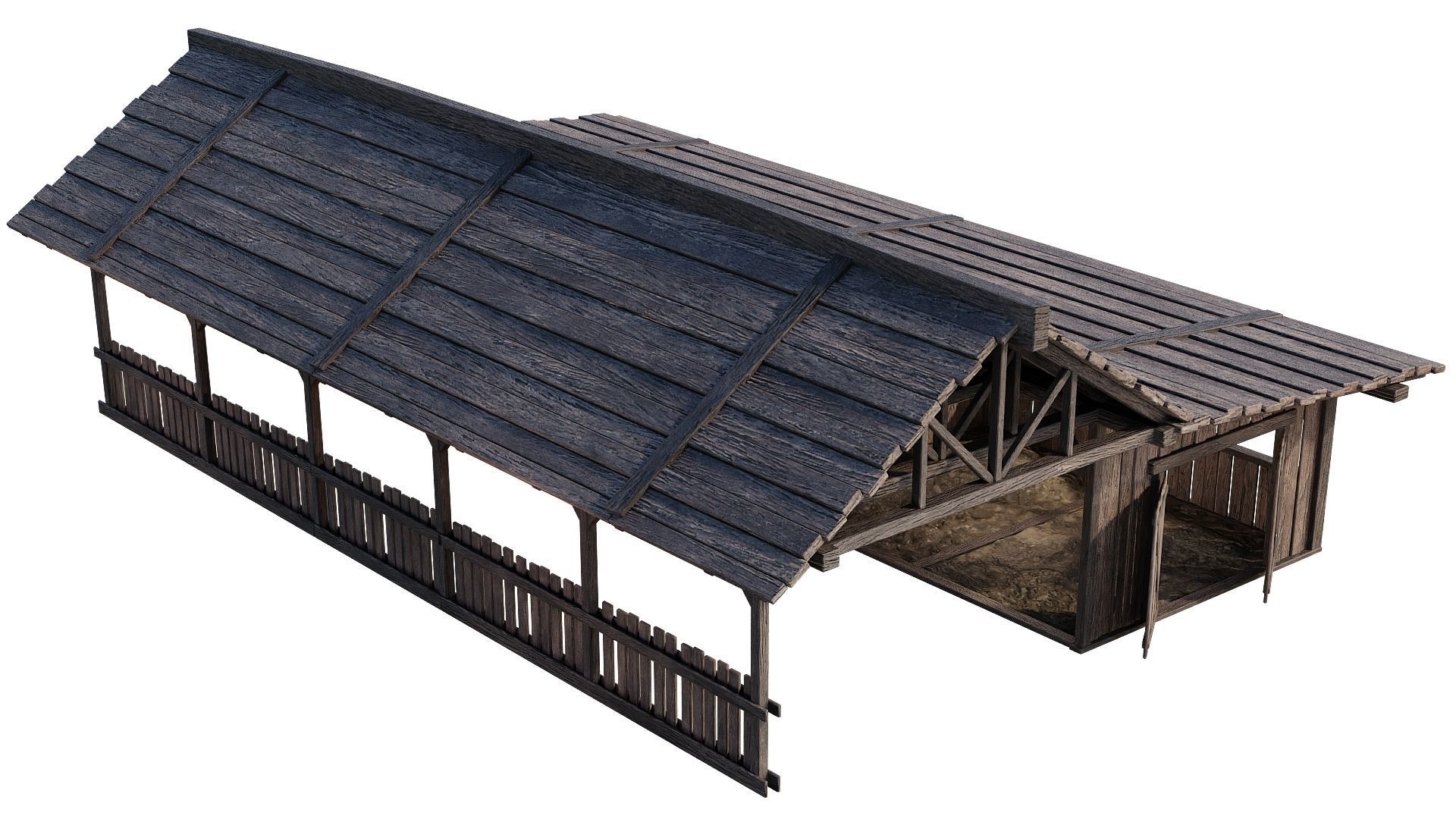 FREE Old Simple Wooden Farm Barn 2K GameReady 002 Free low-poly 3D model_16