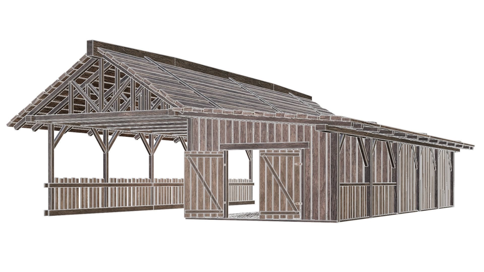 FREE Old Simple Wooden Farm Barn 2K GameReady 002 Free low-poly 3D model_11