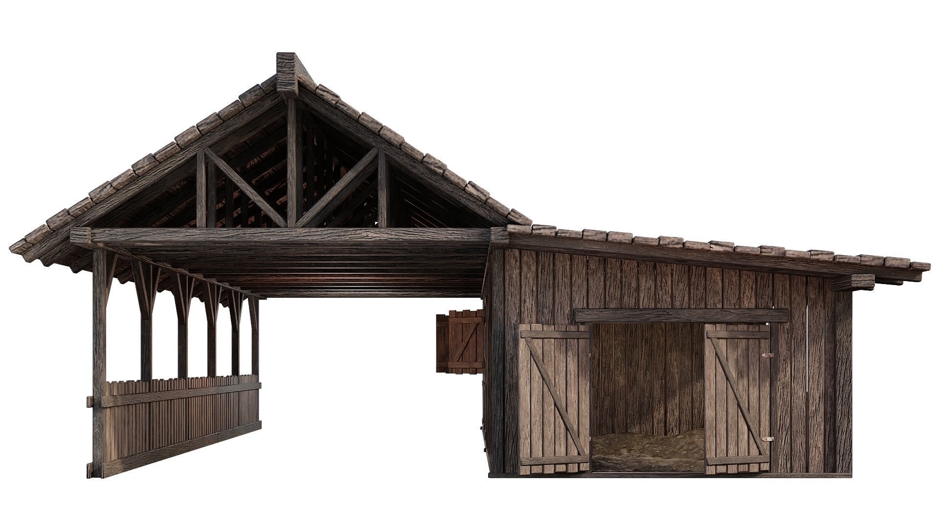 FREE Old Simple Wooden Farm Barn 2K GameReady 002 Free low-poly 3D model_15