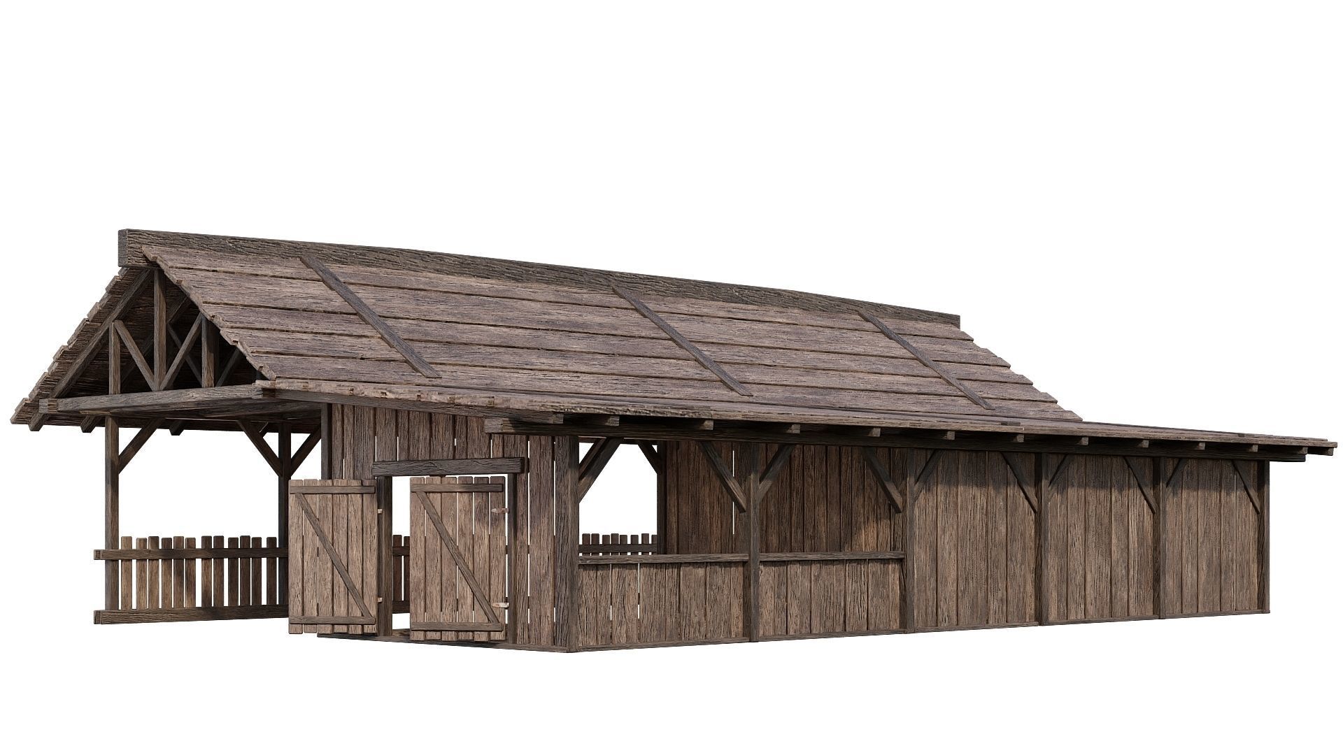 FREE Old Simple Wooden Farm Barn 2K GameReady 002 Free low-poly 3D model_8