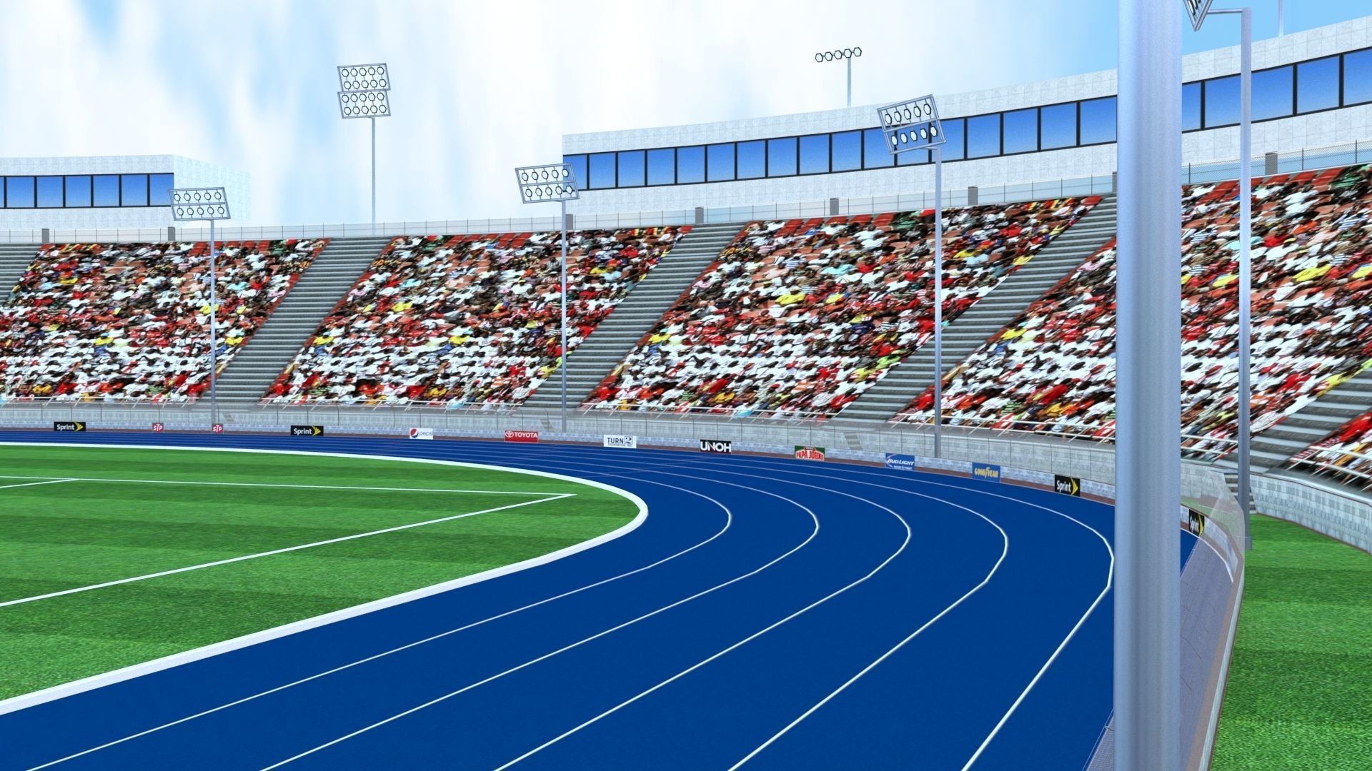 Athletics Track Stadium 3D Model Low-poly 3D model_20