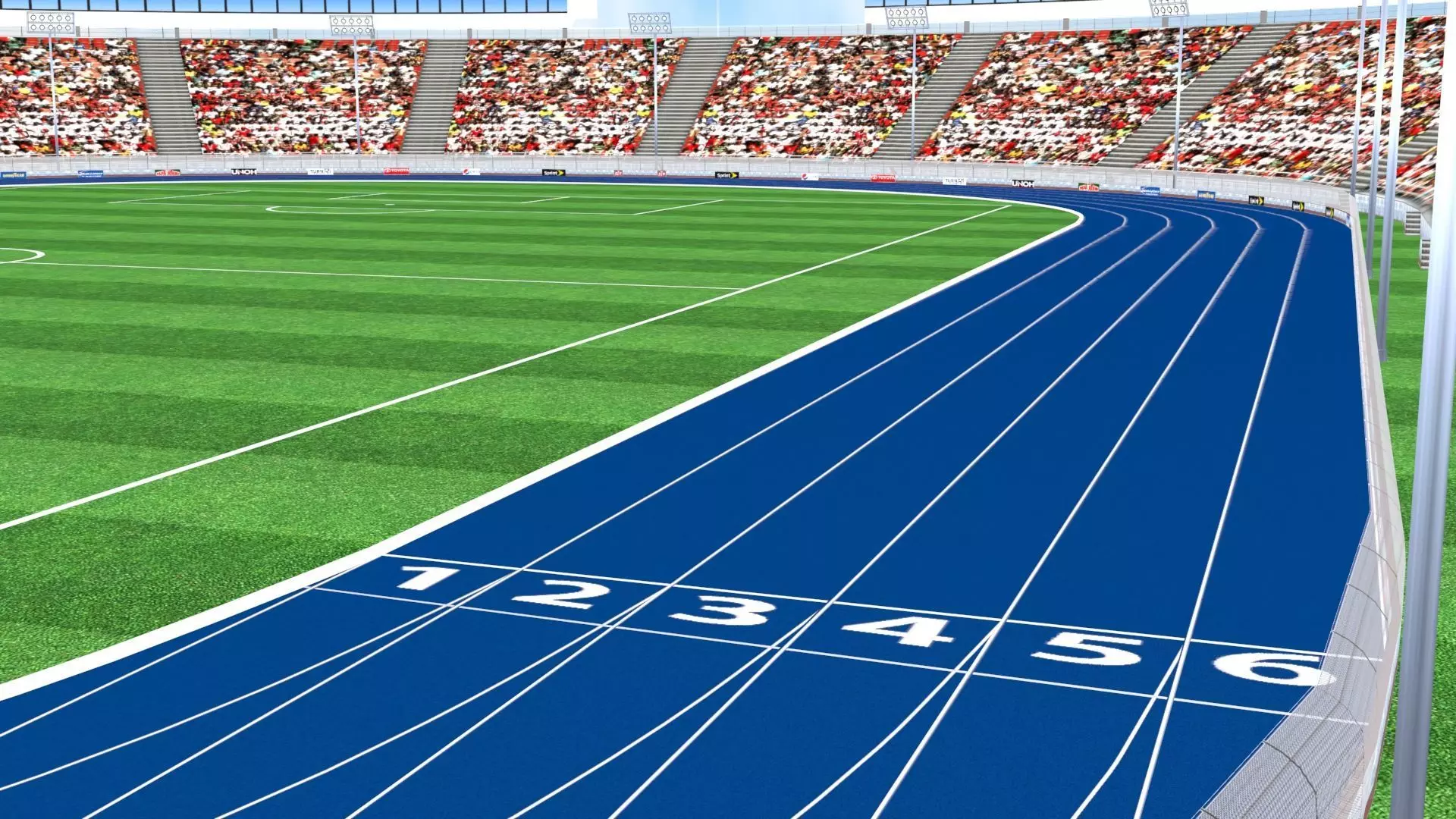 Athletics Track Stadium 3D Model Low-poly 3D model_0