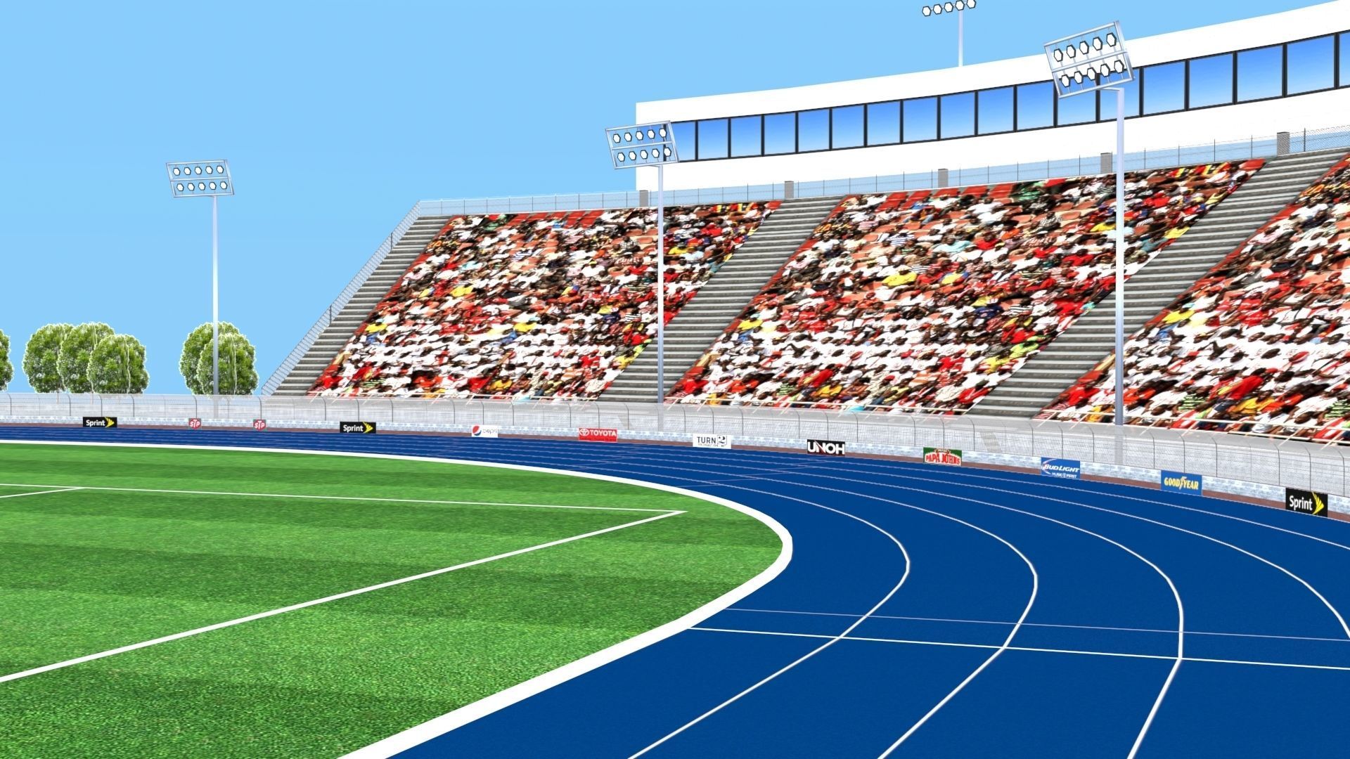 Athletics Track Stadium 3D Model Low-poly 3D model_14