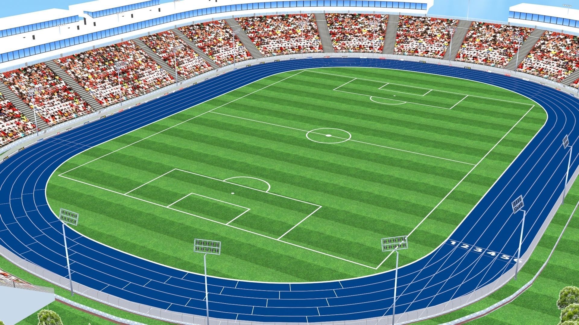 Athletics Track Stadium 3D Model Low-poly 3D model_17