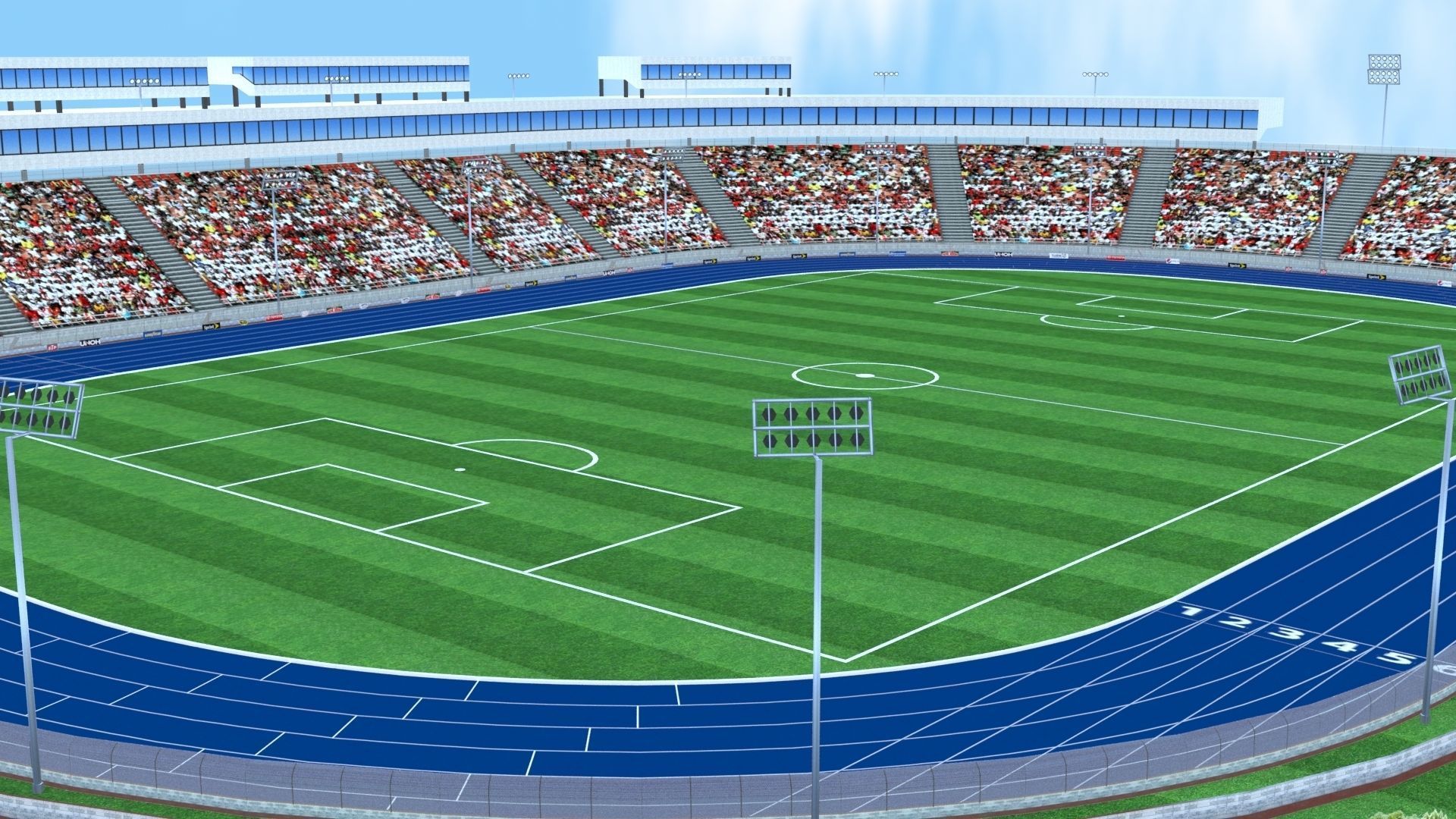 Athletics Track Stadium 3D Model Low-poly 3D model_23