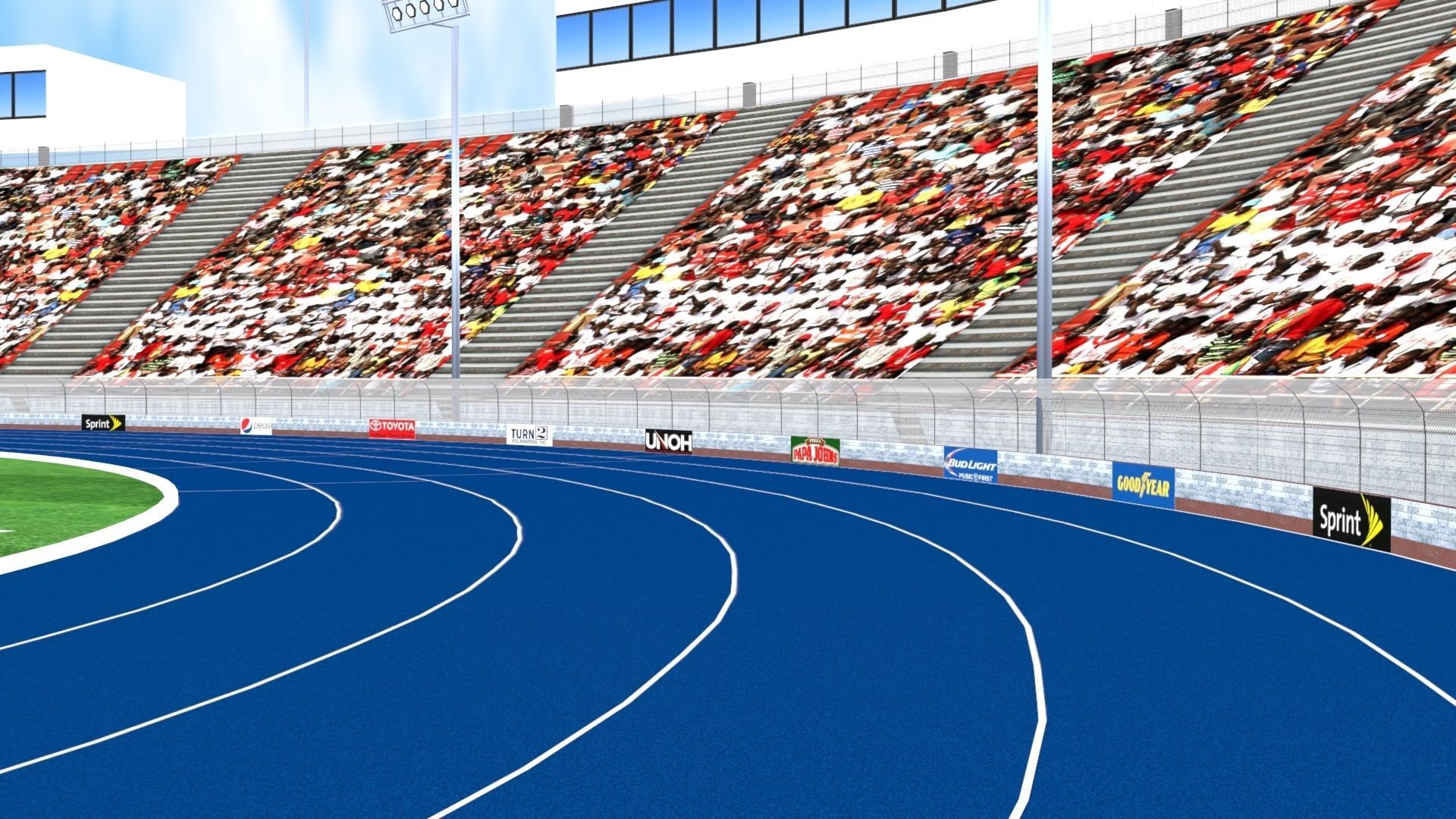 Athletics Track Stadium 3D Model Low-poly 3D model_2