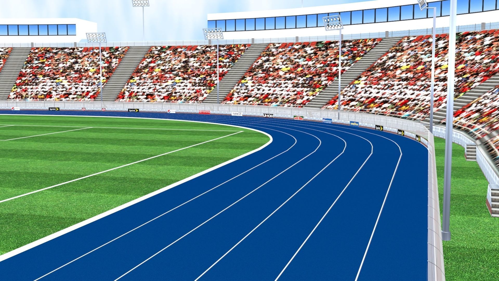 Athletics Track Stadium 3D Model Low-poly 3D model_1