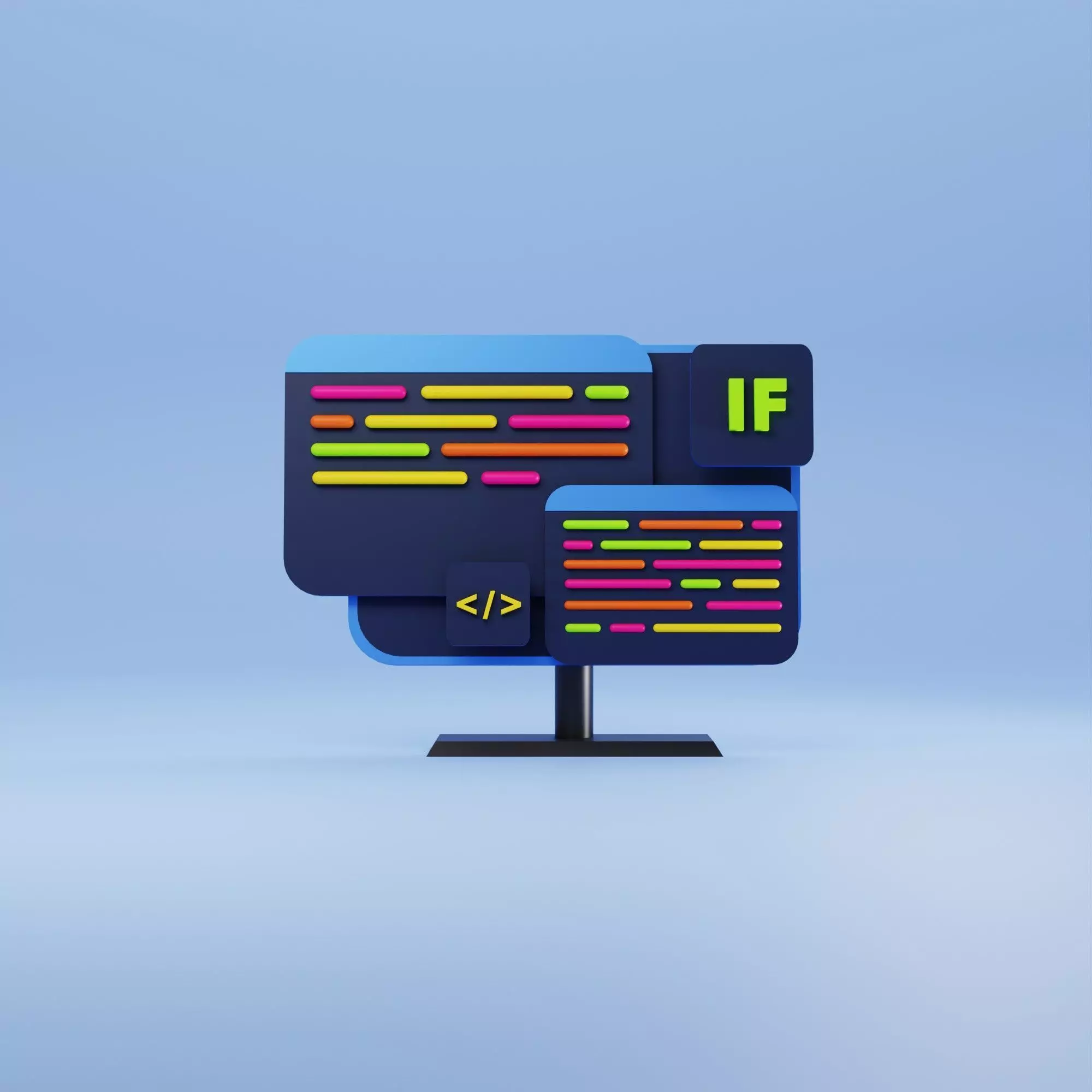 3D Illustration computer with coding task for UI or UX Design 3D model_0