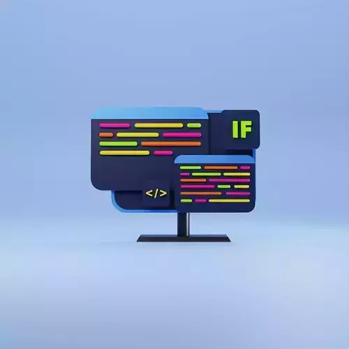 3D Illustration computer with coding task for UI or UX Design 3D model
