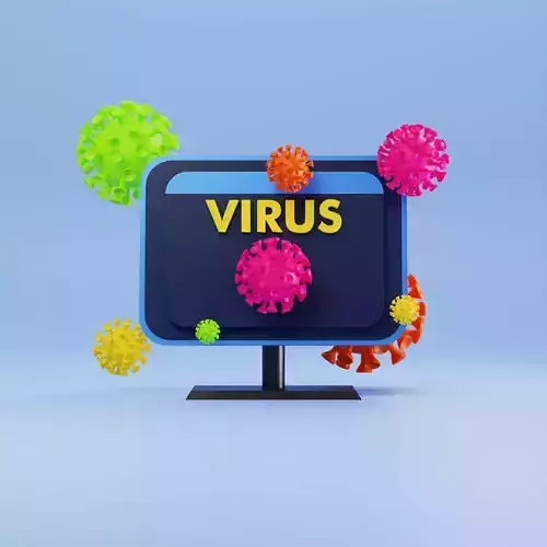 3D Illustration computer infected Virus 3D model