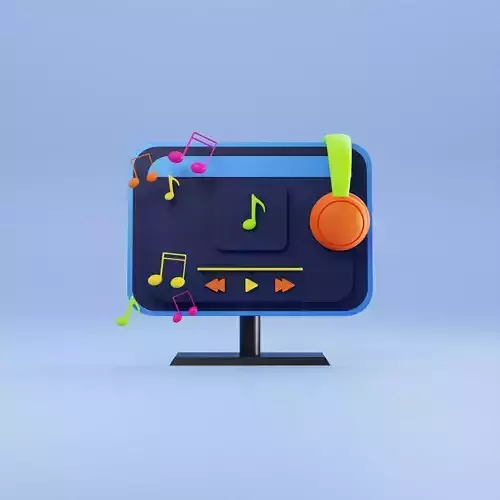 3D Illustration computer playing music 3D model