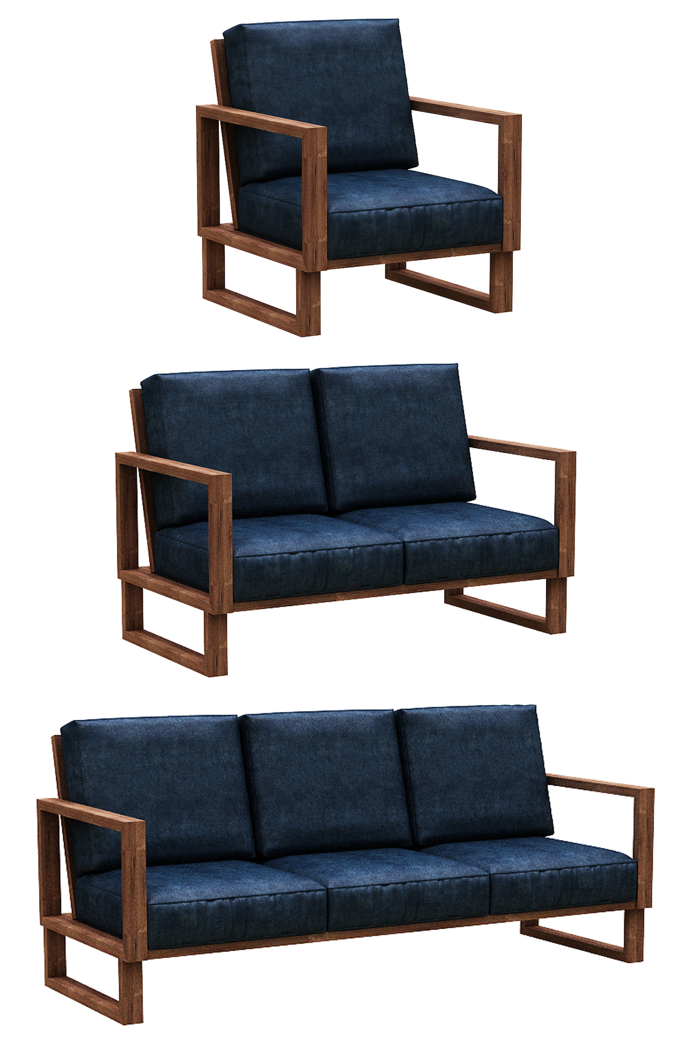 Sofa Colection 01 Low-poly 3D model_16