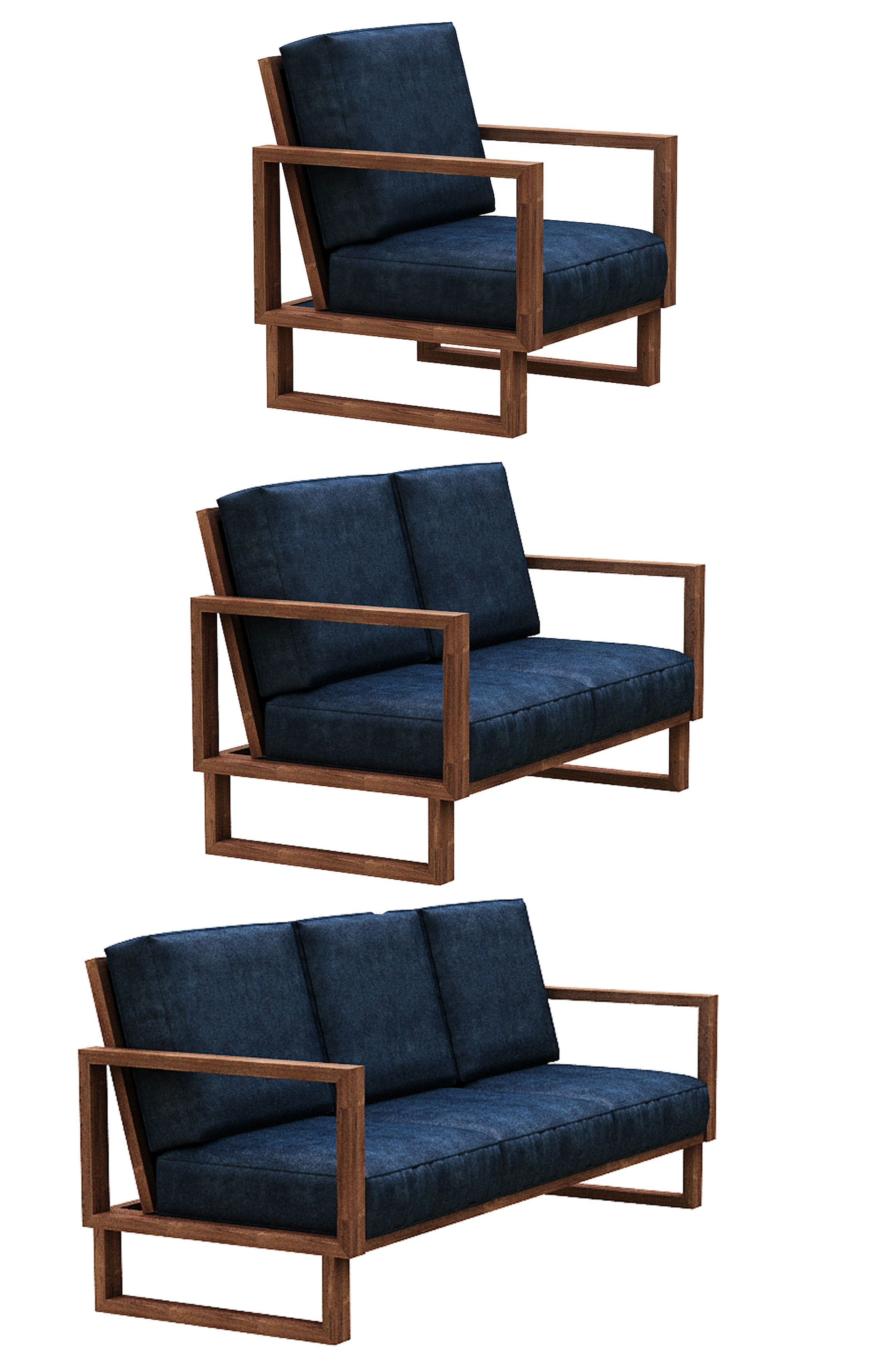 Sofa Colection 01 Low-poly 3D model_5