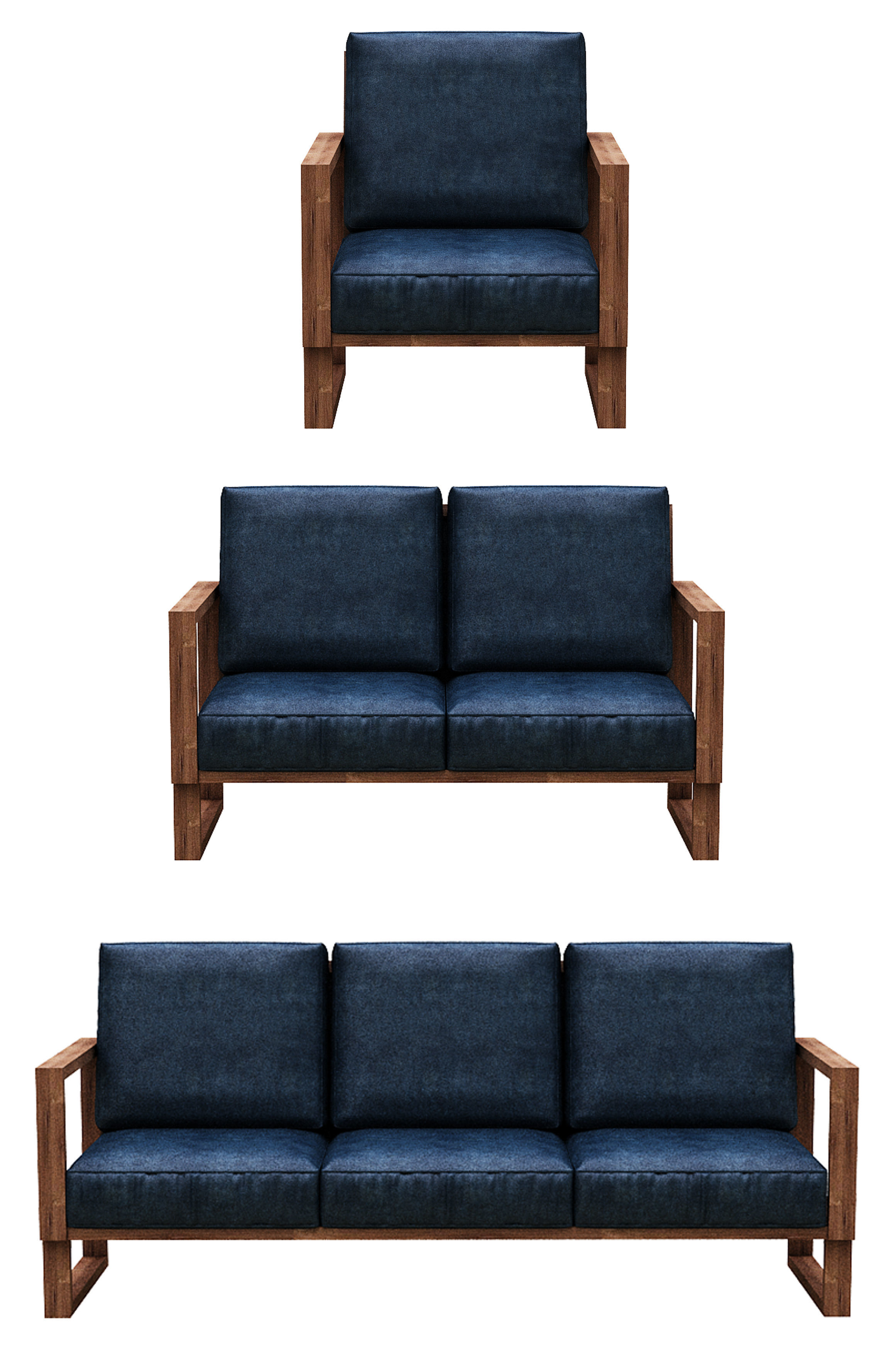 Sofa Colection 01 Low-poly 3D model_2