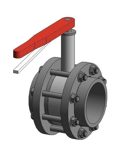 U-PVC BUTTERFLY VALVE - Auto size- Size - 50mm-250mm 3D print model_1