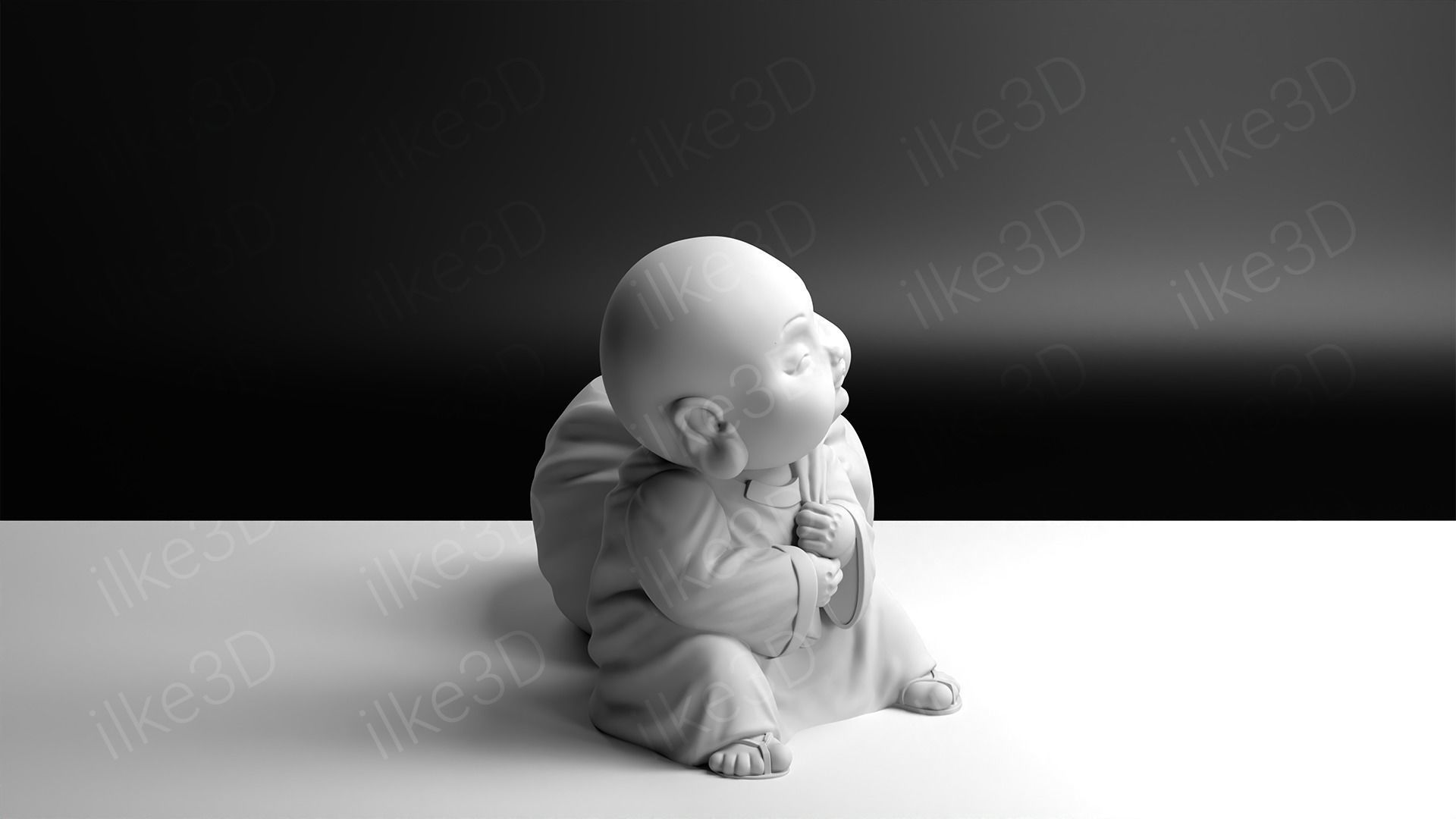 Buddha in pot with plant 3D print model_7