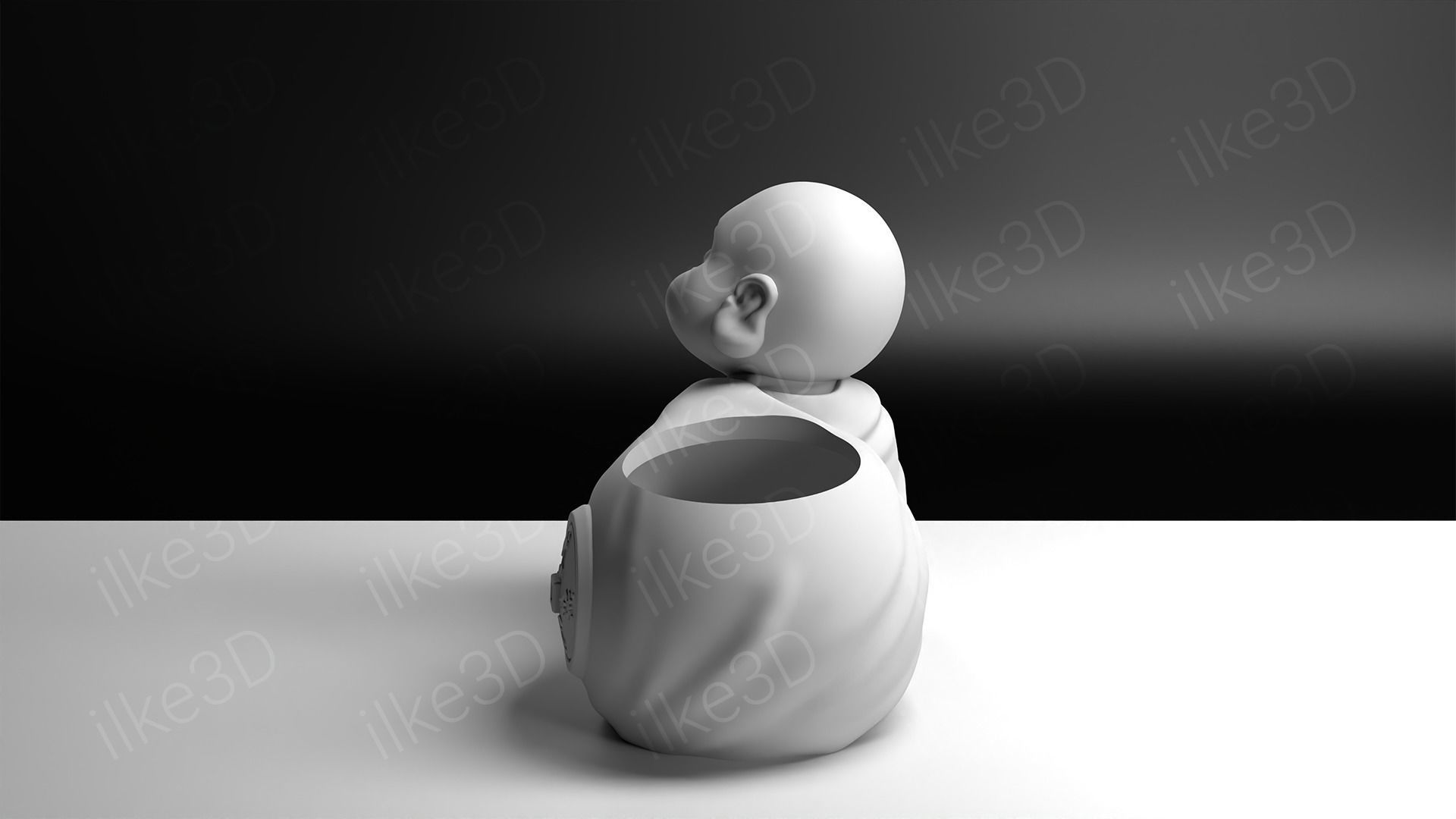 Buddha in pot with plant 3D print model_11