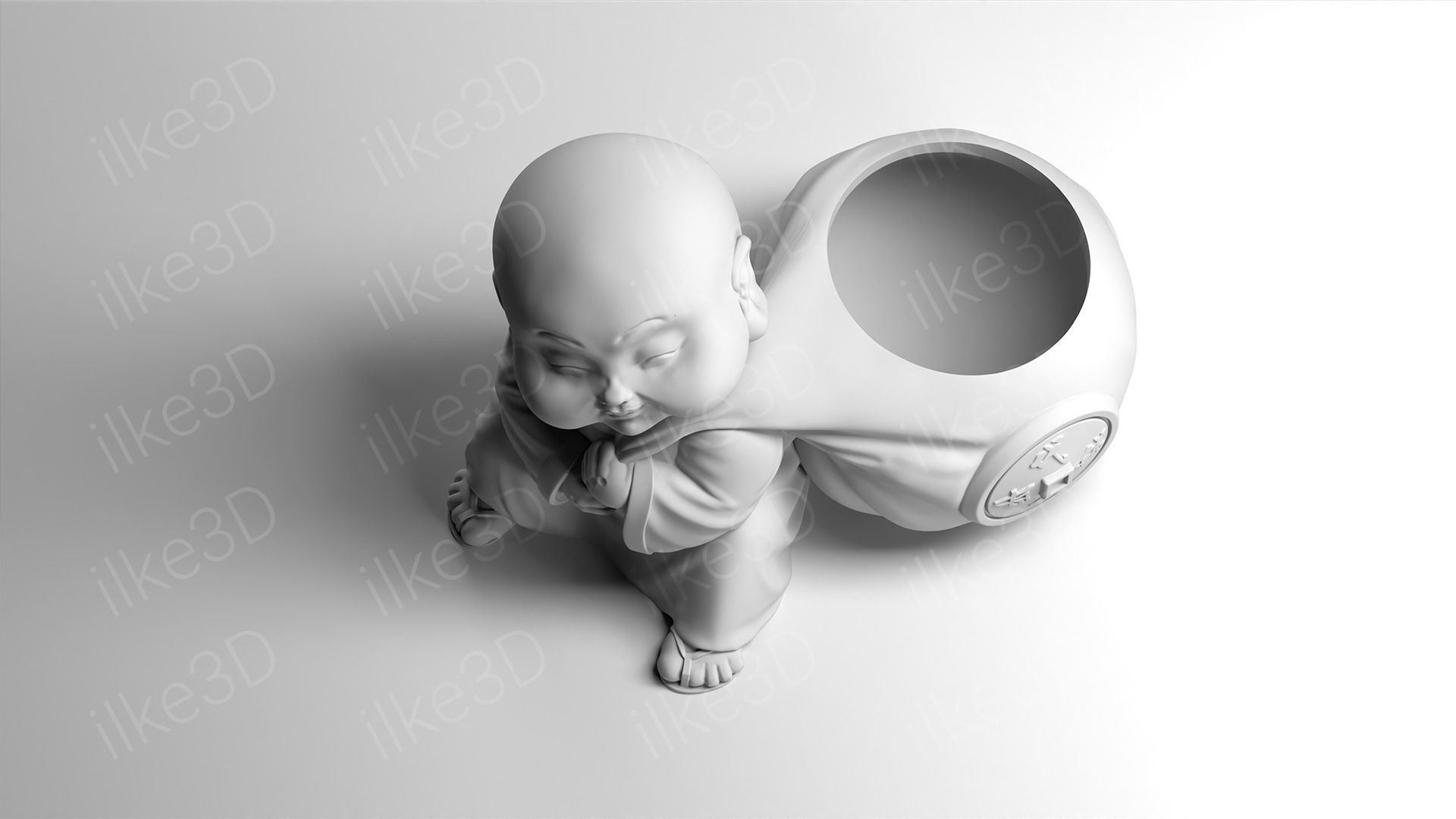 Buddha in pot with plant 3D print model_18