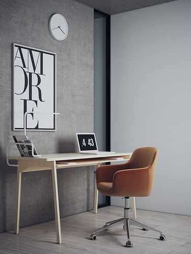 Office chair Low-poly 3D model 2