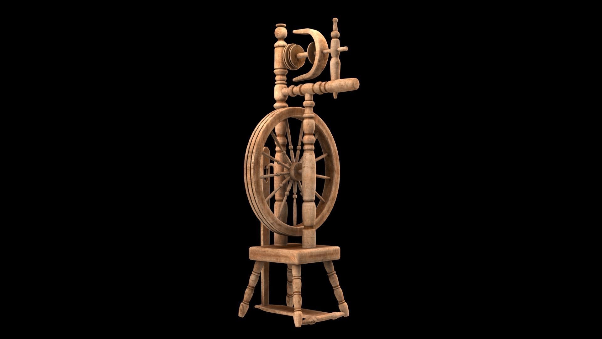 Spinning wheel Low-poly 3D model_13