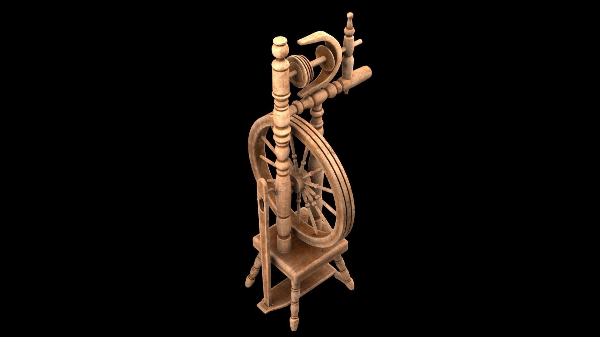 Spinning wheel Low-poly 3D model_18