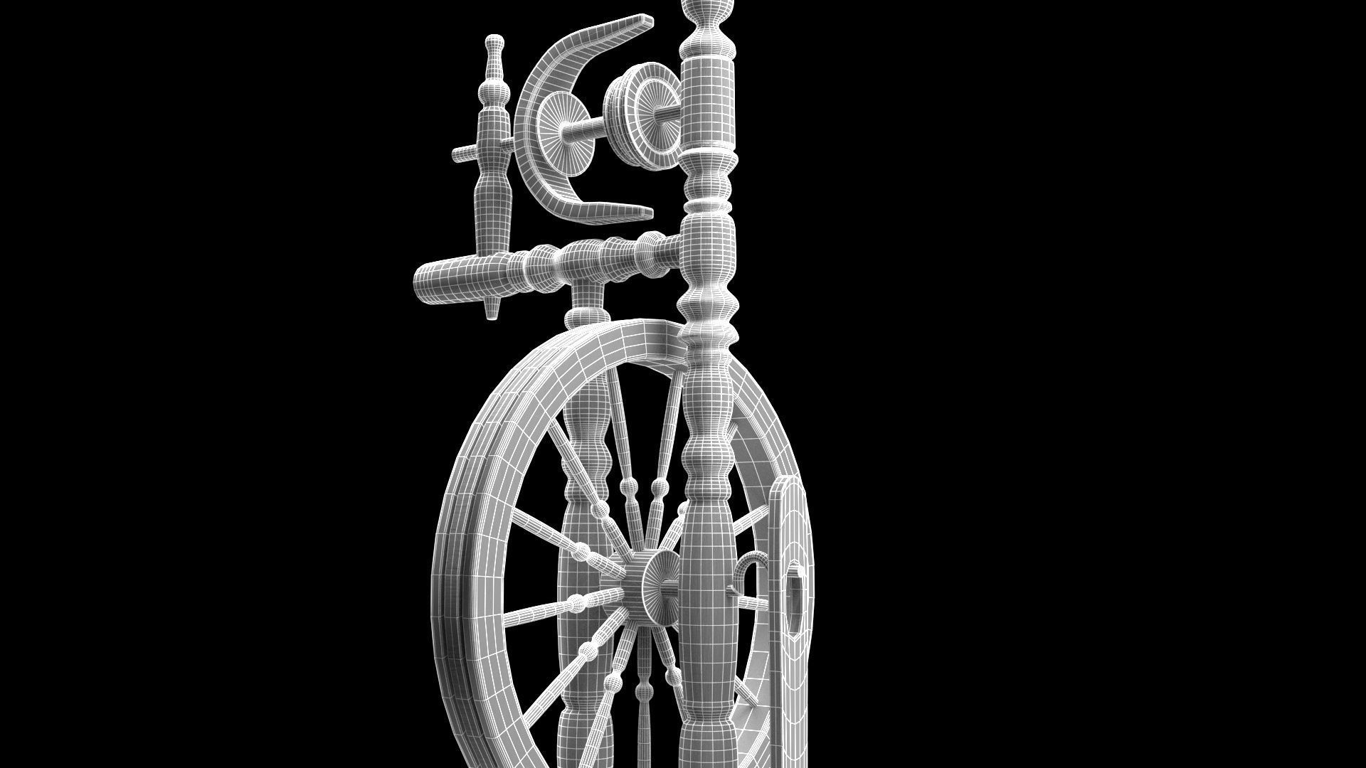 Spinning wheel Low-poly 3D model_27