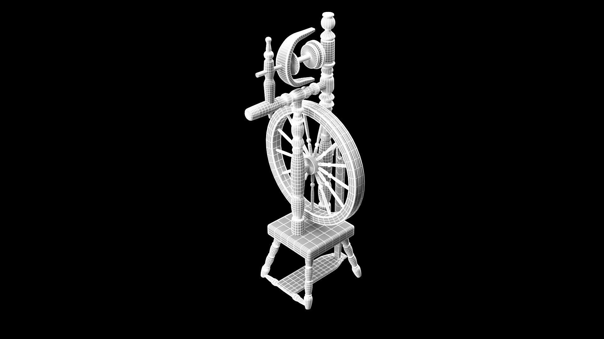 Spinning wheel Low-poly 3D model_25