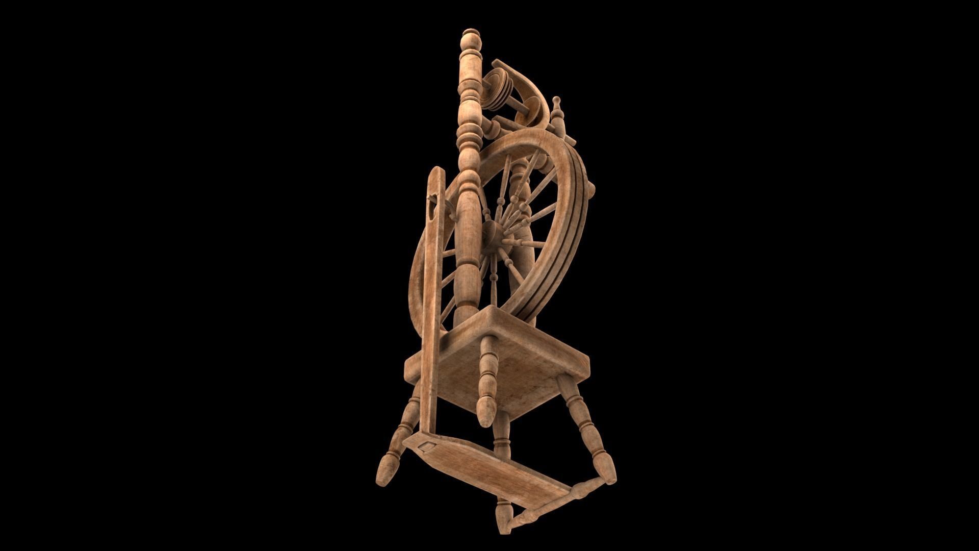 Spinning wheel Low-poly 3D model_20