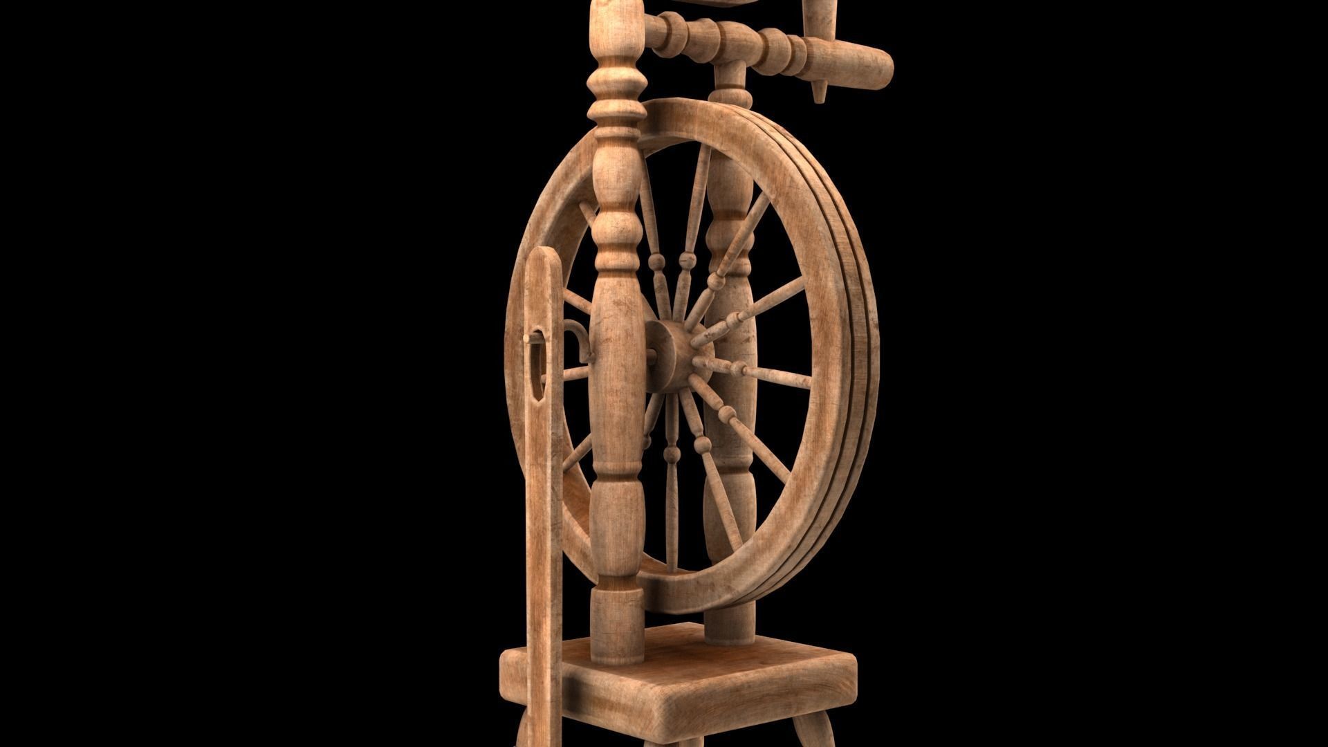 Spinning wheel Low-poly 3D model_24