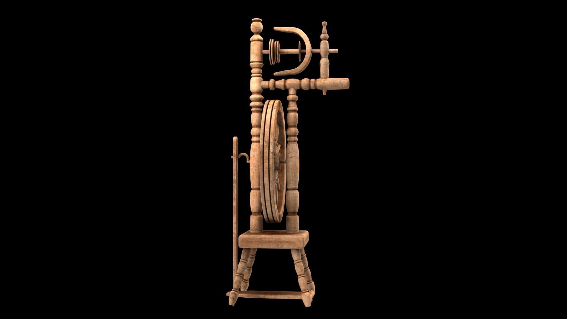 Spinning wheel Low-poly 3D model_16