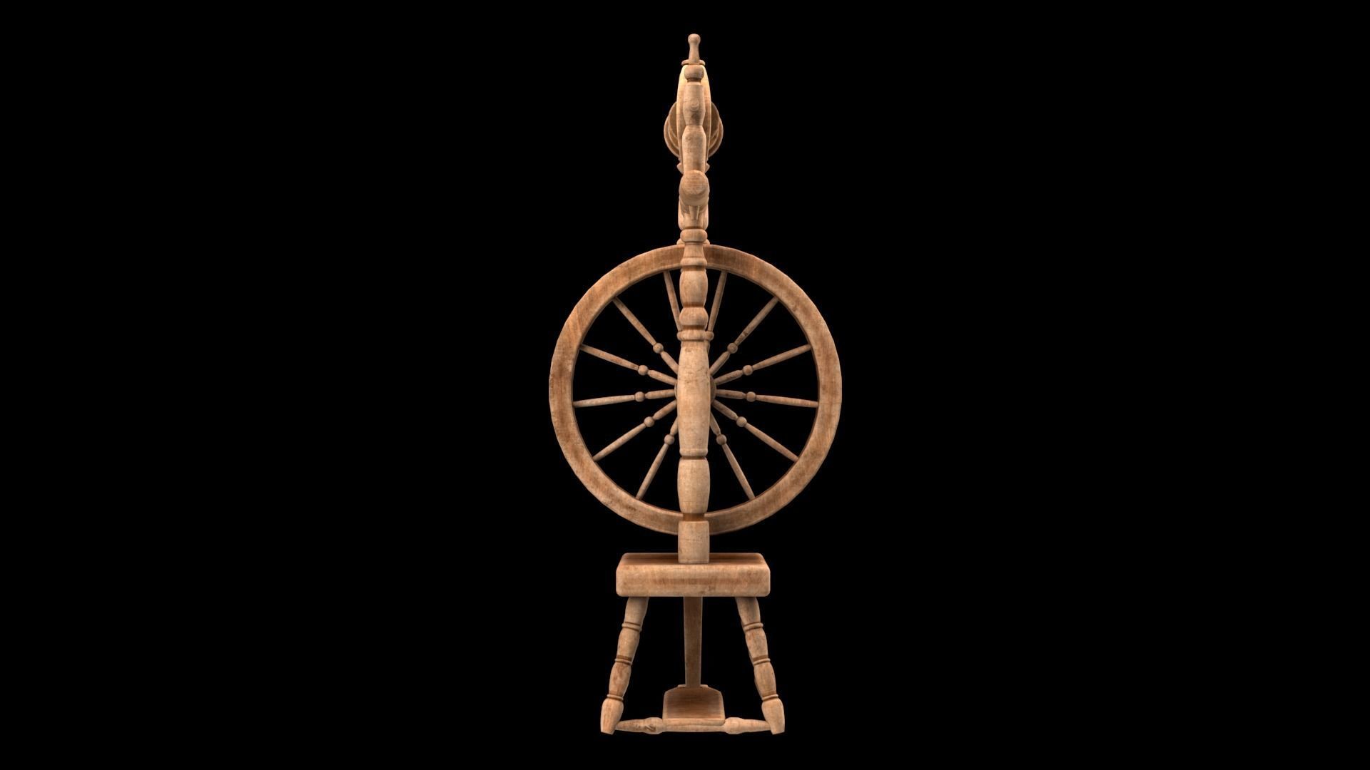 Spinning wheel Low-poly 3D model_12