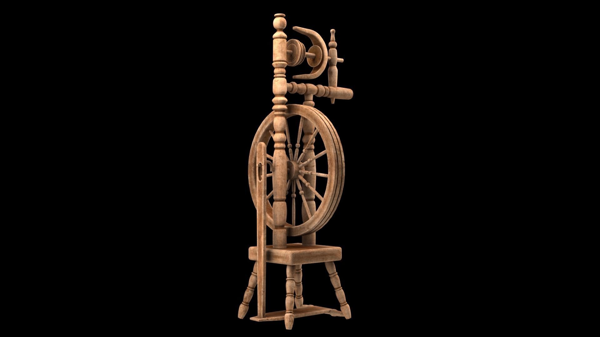Spinning wheel Low-poly 3D model_11