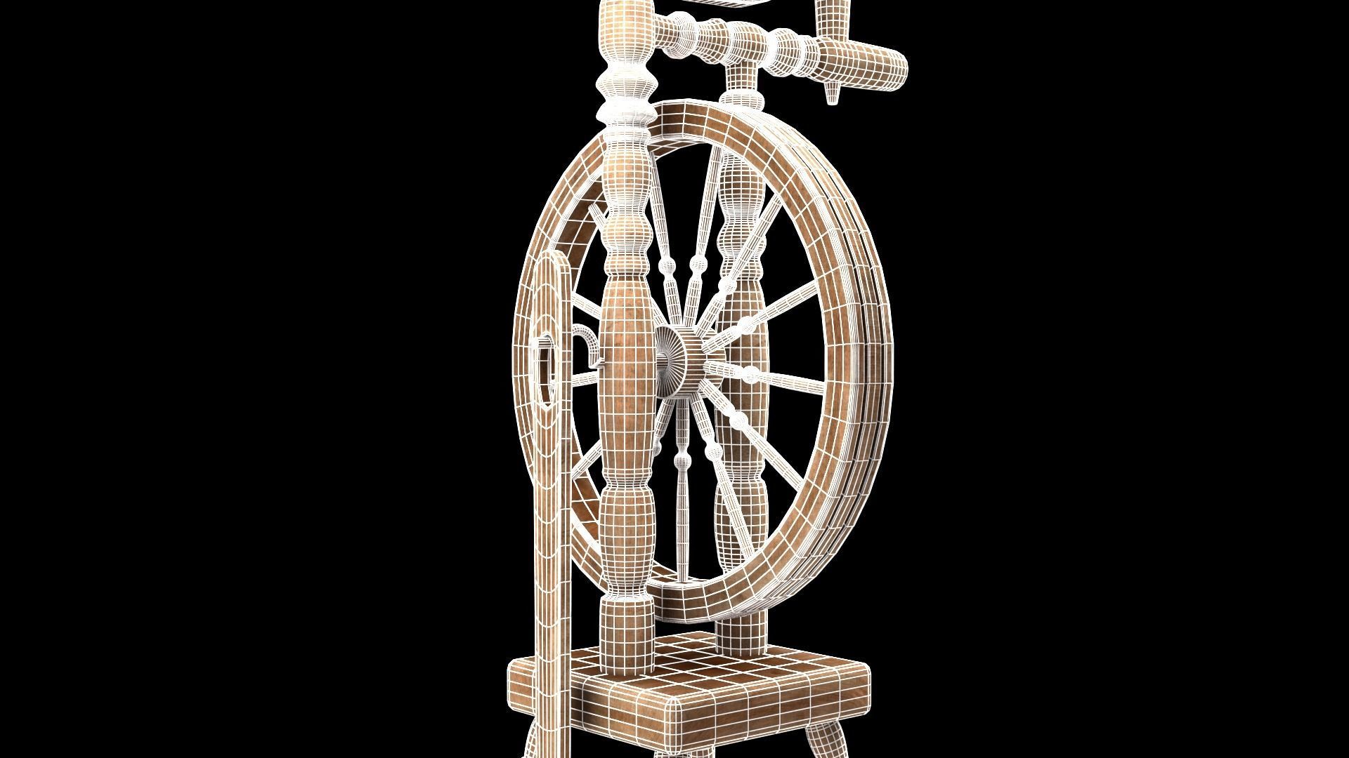 Spinning wheel Low-poly 3D model_23