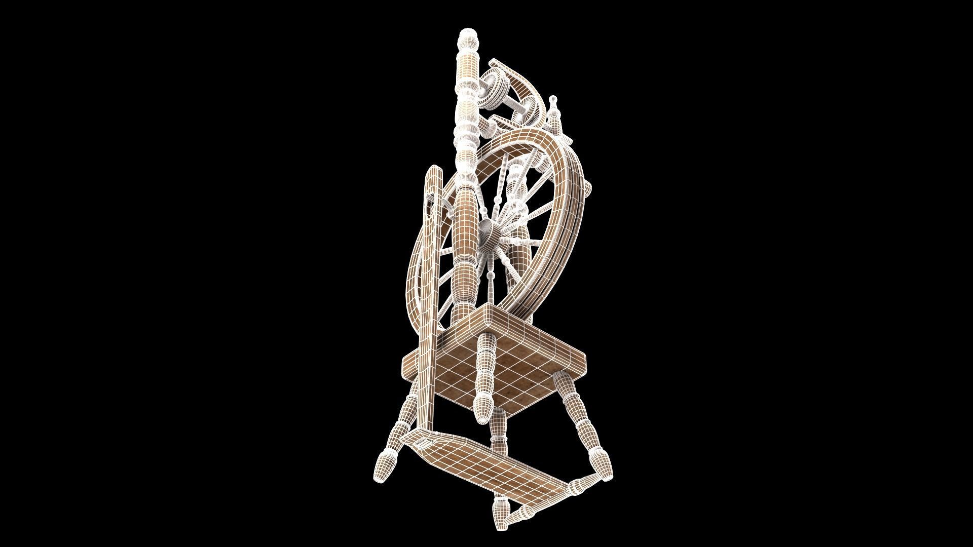 Spinning wheel Low-poly 3D model_19